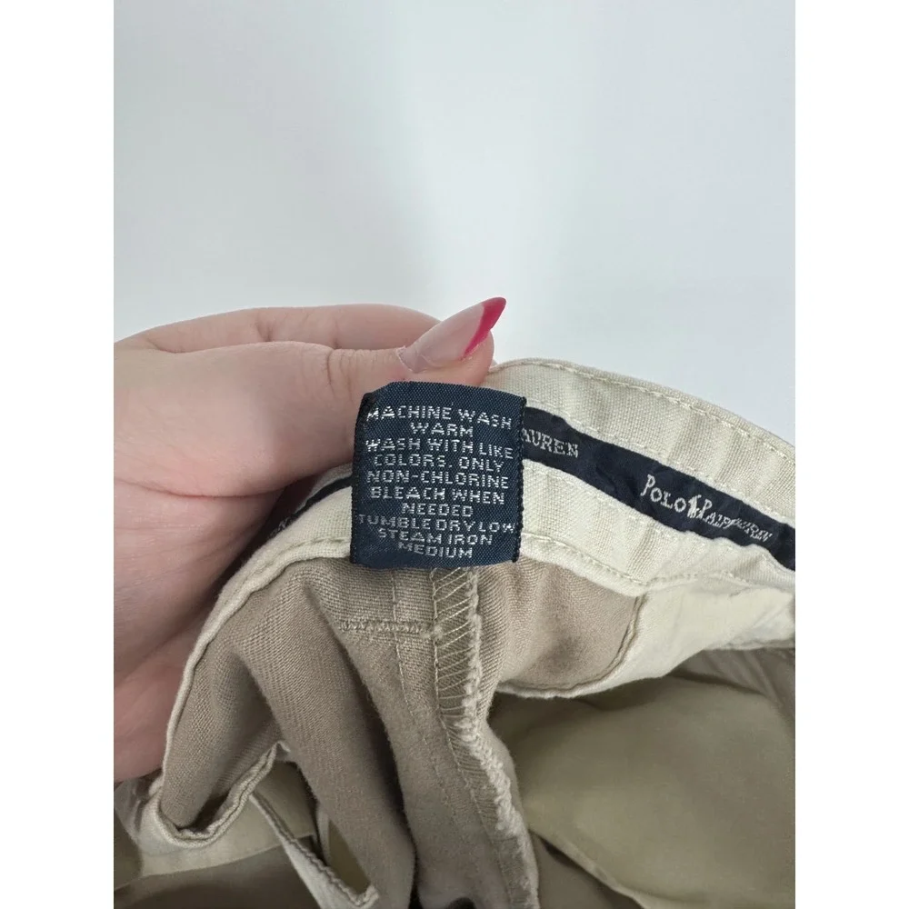 Polo Ralph Lauren Andrew Pants Mens Size 35x32 Khaki Vintage Baggy Pleated Chino